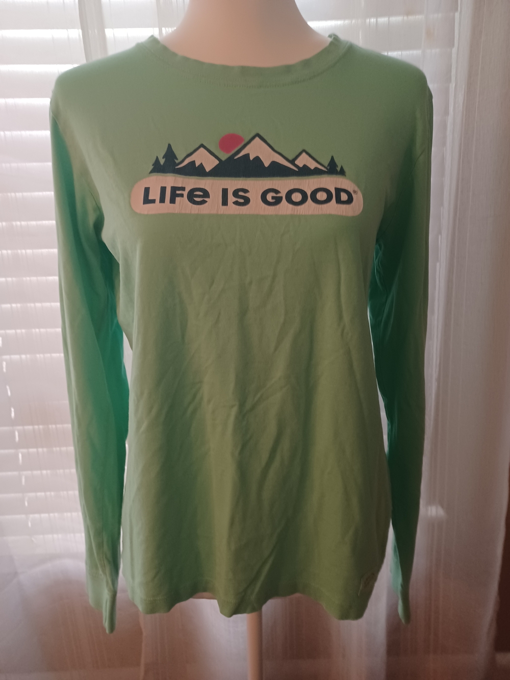 Life Is Good Cotton Graphic Print Long Sleeve Crusher Tee